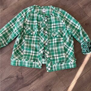 Cabi Green Plaid Button-Up Jacket